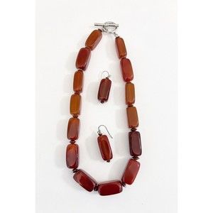 Lauren Ralph Lauren Faux Amber Large Bead Chunky Necklace And Earrings